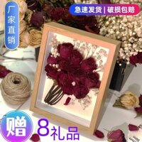 Khung ảnh hoa khô rỗng ba chiều, khăn giấy, khung mẫu hoa hồng, tự làm, khăn giấy bàn tay, hoa hồng, khung ảnh bảo quản ON38