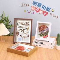 Khung ảnh Hoa Khô Tự Làm Thủ Công ba chiều rỗng lưu trữ ba chiều khăn giấy bàn khô hoa hồng vĩnh cửu mẫu vật S7LD
