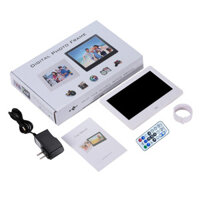 Khung ảnh kỹ thuật số 7 inch HD Album ảnh điện tử Bàn xoay Hình ảnh Lịch phim Trình phát quảng cáo âm nhạc 16: 9 1080P Hỗ trợ thẻ nhớ 32G tối đa và đĩa U 1024x600 [Tiêu chuẩn châu Âu màu trắng]
