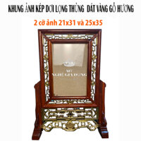 Khung ảnh thờ kép dơi vàng Khung hình  chiện dơi tiền vàng trang trí không gian thờ cúng gỗ hương