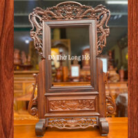 Khung ảnh thờ/ khung ảnh/ khung thờ/ khung hình gỗ Cẩm Lai hoạ tiết Sen hoặc Rồng kích thước 20x30cm