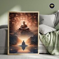 Khung ảnh tranh treo tường, Tranh Đức Phật Giáo tranh khung gỗ trang trí decor phòng khách Size(A5-A4-A3)Mã Sp: [DPA004]