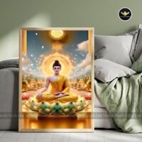 Khung ảnh tranh treo tường, Tranh Đức Phật Giáo tranh khung gỗ trang trí decor phòng khách Size(A5-A4-A3)Mã Sp: [DPA005]