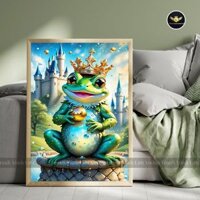 Khung ảnh tranh treo tường, Tranh Động vật Ếch tranh khung gỗ trang trí decor phòng khách Size(A5-A4-A3) Mã Sp: [YHN001]