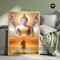Khung ảnh tranh treo tường, Tranh Đức Phật Giáo tranh khung gỗ trang trí decor phòng khách Size(A5-A4-A3)Mã Sp: [DPA001]