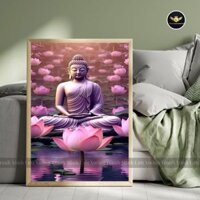 Khung ảnh tranh treo tường, Tranh Đức Phật Giáo tranh khung gỗ trang trí decor phòng khách Size(A5-A4-A3)Mã Sp: [DPA003]