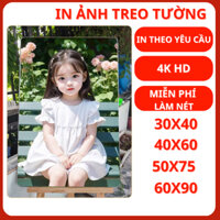 Khung ảnh treo tường 30x40 40x60, 50x75, 60x90 tráng gương, baby, gia đình, sinh nhật, thôi nôi in ảnh theo yêu cầu