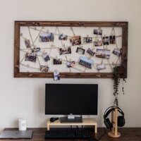 Khung ảnh treo tường dạng lưới bằng gỗ thông