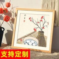 Khung ảnh vuông gắn tường, khung ảnh treo tường 38, tranh thư pháp Trung Quốc, thêu chữ thập kim cương 33, khung tự gắn tùy chỉnh AKN5