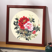 Khung ảnh vuông khung tranh bằng gỗ gắn Tranh thư pháp giấy gạo thư pháp Trung Quốc Khung tranh thêu chữ thập kim cương khung tranh tùy chỉnh BRCL