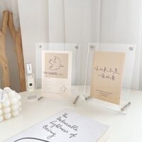 Khung bằng khen A4 MICA TRÀN ĐỂ BÀN trong suốt- chất liệu mica acylic chân inox, để vừa giấy ảnh 21x30cm , Acrylic