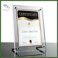 Khung bằng khen A4 MICA TRÀN ĐỂ BÀN trong suốt- chất liệu mica acylic chân inox, để vừa giấy ảnh 21x30cm