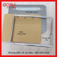 Khung biển số xe máy - viền trơn trắng, inox, meca chống nước