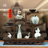 Khung Cổ Bằng Gỗ Cánh Gà, Khung Ấm Trà Duobaoge Kiểu Trung Quốc Bằng Gỗ Rắn, Kệ Bộ Trà, Kệ Trưng Bày, Giá Đồ Cổ