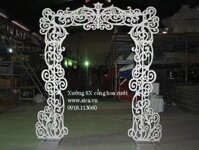 khung cổng cưới hoa văn mỹ thuật màu trắng - Mã: KCH-017