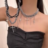 Khung Đa Lớp Ngọc Trai Vòng Cổ choker Vòng Cổ Xương Đòn Dây Xích Gothic Punk Cao Cấp Ngọt Mát Nóng Cô Gái Trang Sức 3.25