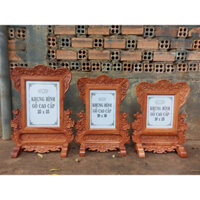 Khung hình thờ,khung ảnh thờ đục gấm chạm khắc hoa mai gỗ hương nhiều kích thước