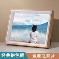 Khung in ảnh miễn phí, màn hình 3D, khung ảnh sáng tạo tùy chỉnh A4 treo tường, 10 ảnh bằng gỗ JFI8