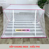 Khung IN0X - Mùng xếp tự bung thông minh gấp gọn - Màn khung inox người lớn gia đình chống muỗi Kiều Phi