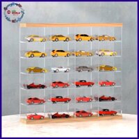 Khung kệ Lắp ráp - gỗ Thông & Mica, trưng bày 24 và 50 chiếc Xe mô hình Tỷ lệ 1:64 hoặc Bearbrick 100%.