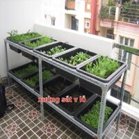 Khung kệ sắt trồng rau thông minh 2 tầng 10 khay (khay 65x42cm) kệ sắt đa năng