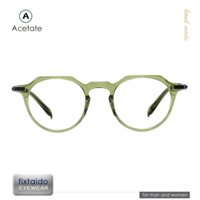 Khung kính hình vương miện thời trang, Kính quang cận thị bằng sợi Acetate xanh, Nam nữ có sẵn, Kết hợp sợi titan và Acetate