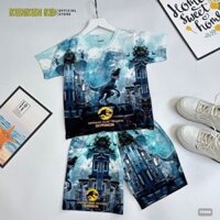 Khủng long [10-60kg] Đồ bộ bé trai chất thun lạnh co giãn 4 chiều in 3D TP800 - Kunkun Kid