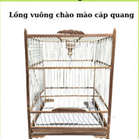 Khung lồng chim chào mào nan cáp quang vuông chất liệu trúc cật kèm phụ kiện Birdcages