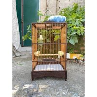 Khung Lồng chim Hút mật Lồng khuyên Gỗ mun đuôi công rộng 23x42cm giá rẻ tặng kèm phụ kiện