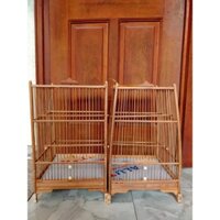Khung lồng chim Hút Mật, Vành khuyên chất lệu trúc già xử lí kích thước 23,5x23,5x38cm kèm phụ kiện