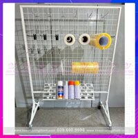 Khung lưới treo hàng, Cao 1m3 x ngang 80cm có chân đế giá rẻ,(tặng kèm 10 móc treo 15cm)