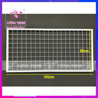Khung lưới treo phụ kiện, móc treo đồ 50x100cm, tặng kèm 10 móc treo 15cm