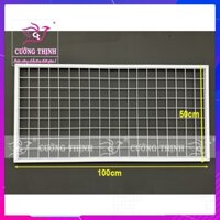 Khung lưới treo phụ kiện, móc treo đồ 50x100cm, tặng kèm 10 móc treo 15cm