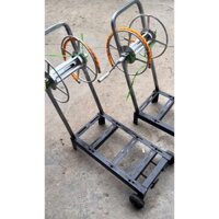 Khung Máy Rửa Xe Cao Áp 4 Bánh Xe Sắt V4, Chân Đế Máy Rửa Xe Có Rulo | Giá Đỡ Máy Rửa Xe Dây Đai, Dây Curoa