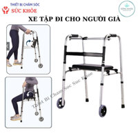 Khung tập đi cho người già, xe đẩy có bánh xe ghế ngồi đa năng