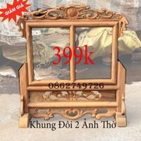 Khung Thờ Gia Tiên Đôi 2 Ảnh Thờ Gỗ Hương 18x24