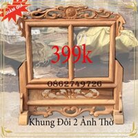 Khung Thờ Gia Tiên Đôi 2 Ảnh Thờ Gỗ Hương 18x24