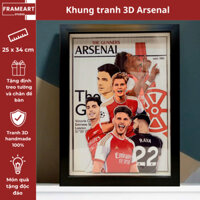 Khung tranh 3D Arsenal thủ công để bàn, treo tường kích thước 27x35 cm - Khung tranh 3D Bóng đá