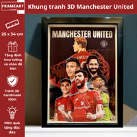 Khung tranh 3D Manchester United thủ công để bàn, treo tường kích thước 27x35 cm - Khung tranh 3D Bóng đá