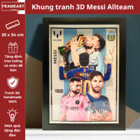Khung tranh 3D MESSI thủ công để bàn, treo tường kích thước 27x35 cm - Khung tranh 3D Bóng đá