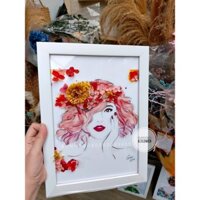 Khung Tranh Hoa Vẽ Nghệ Thuật Hình Cô Gái