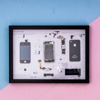 Khung tranh tiêu bản điện thoại iphone 4S đen, tranh decor trang trí nhà cửa, linh kiện, phụ kiện Apple