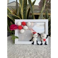 Khung Tranh Tình yêu siêu dễ thương. trang trí . handmade. len milk cotton.