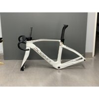 Khung xe đạp đua carbon f14 màu trắng đủ phụ kiện bản phanh đĩa