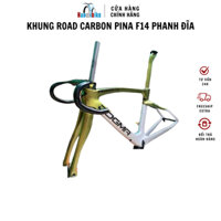 Khung xe đạp road carbon Pina F14 phanh đĩa - Vàng rêu nhũ đuôi bạc F1:1