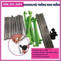 Khung/kệ trồng rau mầm - loại 3 tầng có bánh xe - Giá đỡ khay trồng  rau mầm