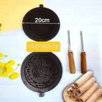 Khuôn bánh kẹp cuốn ốc quế chống dính loại lớn 20cm  - tay cầm  cán gỗ HA