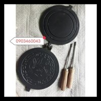 Khuôn bánh kẹp ốc quế chống dính lớn 20cm -tay cầm cán gỗ HA