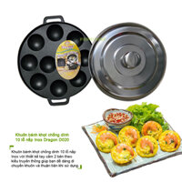 Khuôn bánh khọt chống dính nắp inox cao cấp 10 lỗ Vạn Lợi