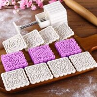 Khuôn bánh trung thu lò xo 100g 8 mặt vuông